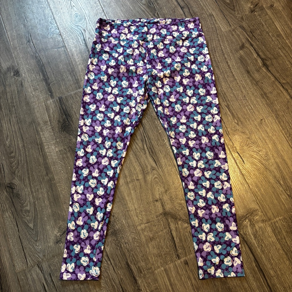 LuLaRoe Women’s Leggings with Purple and White Disney Mickey Pattern